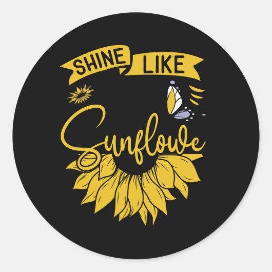 Schijn als een zonnebloem ronde sticker (Voorkant)