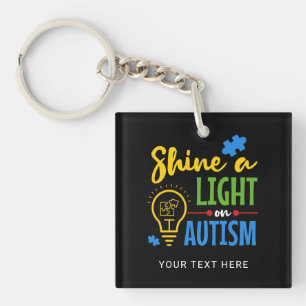 Schijn een licht op Autisme Aangepaste Teamnaam Sleutelhanger