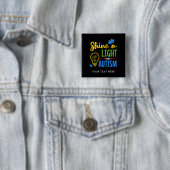 Schijn een licht op autisme Aangepaste teamnaam Vierkante Button 5,1 Cm (In situ)