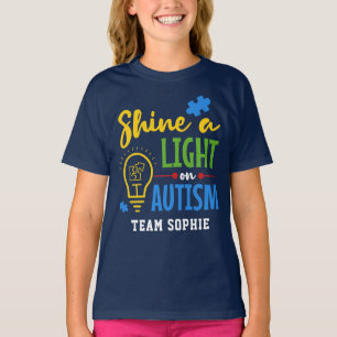 Schijn een licht op Autisme Gepersonaliseerd Team T-shirt