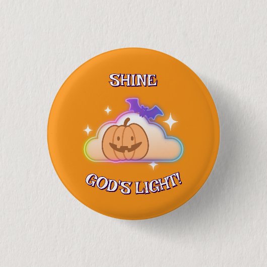 Schijn Gods licht Christelijke Halloween Button (Voorkant)