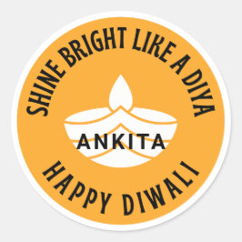 Schijn helder als een Diya aanpasbare Diwali Ronde Sticker