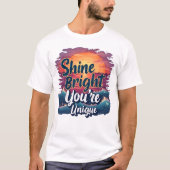 "Schijn helder, je bent uniek!" Sunset Ocean T-shi T-shirt (Voorkant)