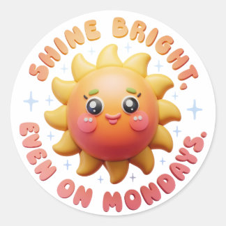 Schijn helder, zelfs op maandag! Schattige zonnest Ronde Sticker