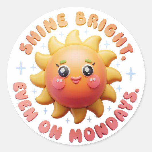 Schijn helder, zelfs op maandag! Schattige zonnest Ronde Sticker (Voorkant)