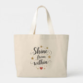 Schijn van binnenuit – Hemelse Zelf-Liefde Quote Grote Tote Bag (Achterkant)
