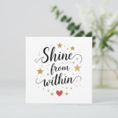 Schijn van binnenuit – Hemelse Zelf-Liefde Quote Kaart (Staand voorkant)