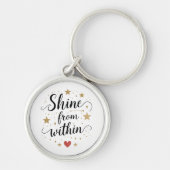 Schijn van binnenuit – Hemelse Zelf-Liefde Quote Sleutelhanger (Voorkant)