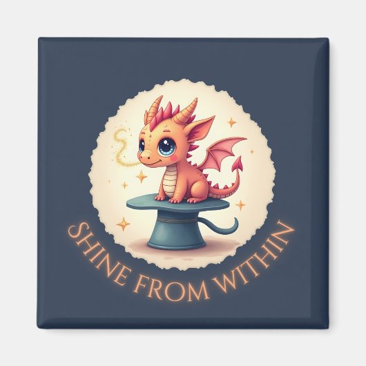 Schijn van binnenuit - Schattigee drakenmagneet Magneet (Voorkant)