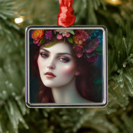 Schijnbaar bloemenportret voor godin van liefde metalen ornament
