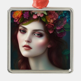 Schijnbaar bloemenportret voor godin van liefde metalen ornament