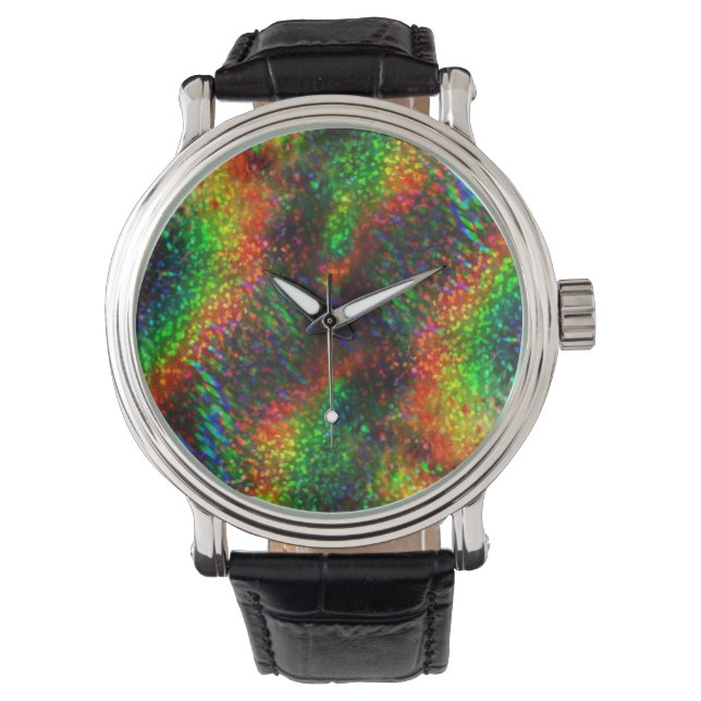 Schijnbaar holografisch helder regenbooglicht Glit Horloge (Voorkant)
