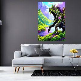 Schijnbaar kolossaal beest in de berg | AI Art. Poster