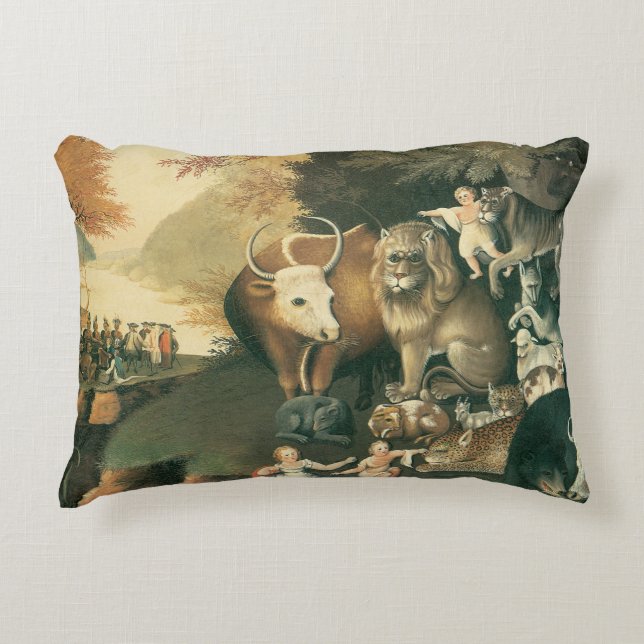 Schijnbaar Koninkrijk door Edward Hicks  Folk Art Accent Kussen (Voorkant)