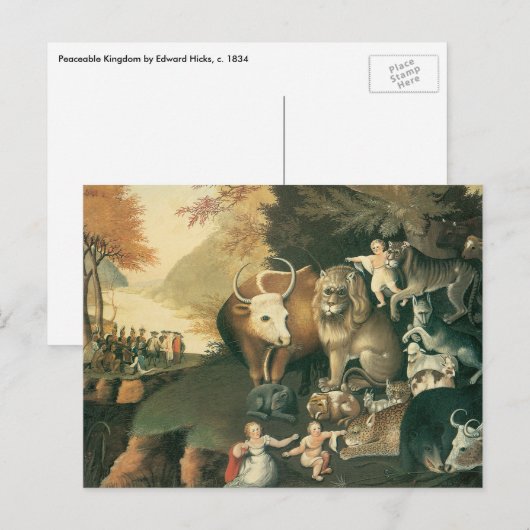 Schijnbaar Koninkrijk door Edward Hicks  Folk Art Briefkaart (Voorkant / Achterkant)