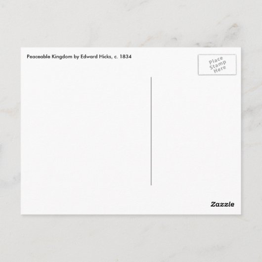 Schijnbaar Koninkrijk door Edward Hicks  Folk Art Briefkaart (Achterkant)