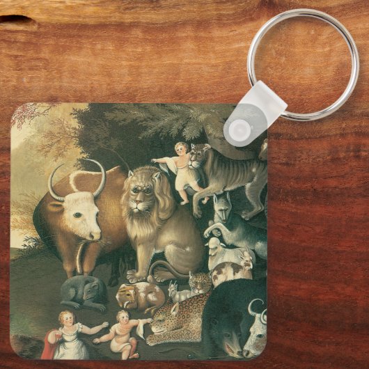 Schijnbaar Koninkrijk door Edward Hicks Folk Art Sleutelhanger (Achterkant)