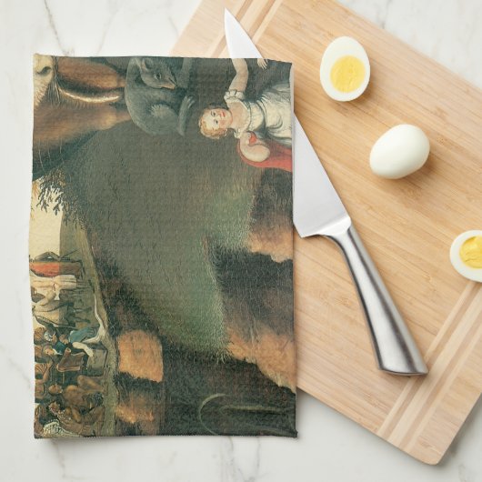 Schijnbaar Koninkrijk door Edward Hicks Folk Art Theedoek (Quarter Fold)