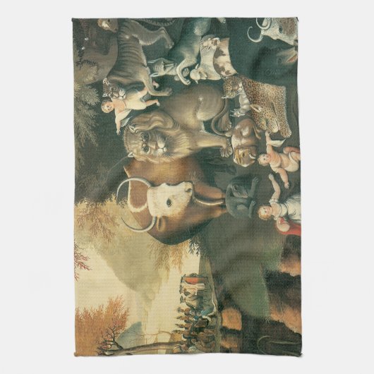 Schijnbaar Koninkrijk door Edward Hicks  Folk Art Theedoek (Verticaal)