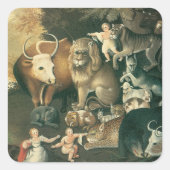 Schijnbaar Koninkrijk door Edward Hicks  Folk Art Vierkante Sticker (Voorkant)