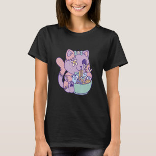 Schijnbaar schattig kat dat ogen eet t-shirt