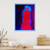 Schijnbare spookdame in de rode kunst poster (Keuken)