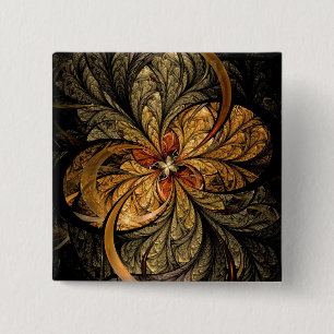 Schijnende bladeren Fractale kunst Vierkante Button 5,1 Cm