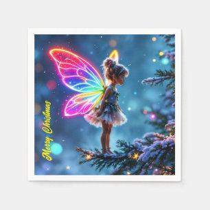 Schijnende kleine kerstsprookjeslichten fantasie servet