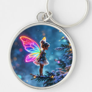 Schijnende kleine kerstsprookjeslichten fantasie sleutelhanger
