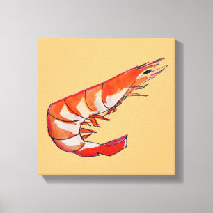 Schijnschildering van garnalen voor zeevruchten canvas afdruk