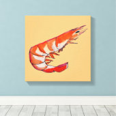 Schijnschildering van garnalen voor zeevruchten canvas afdruk (Insitu (Houten vloer))