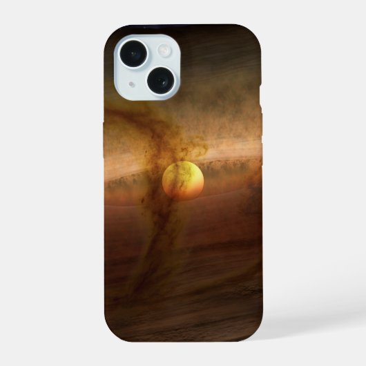 Schijven van planeetvormend materiaal met cirkelen iPhone 15 case (Achterkant)
