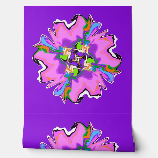 Schil en Stick Wallpaper 16 - Roze Bloem Behang (Afrollen)