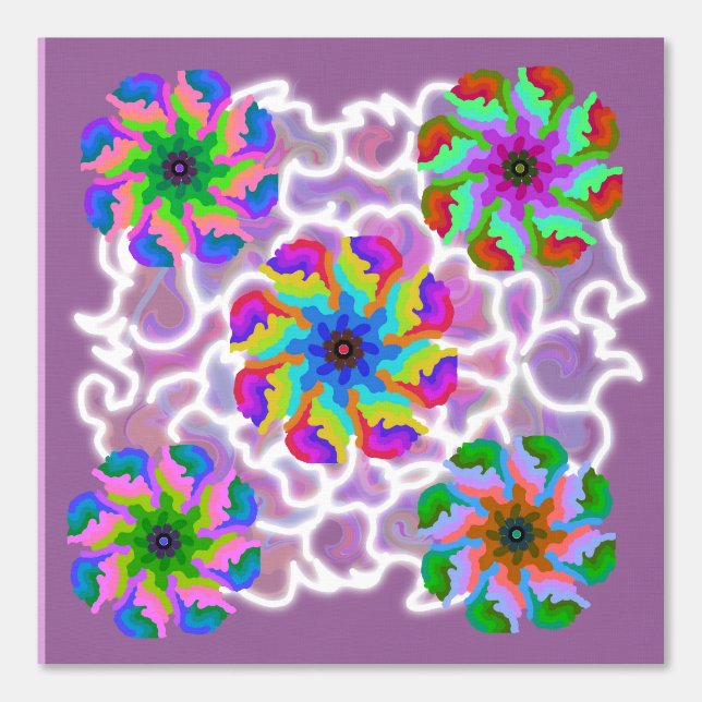 Schil en Stick Wallpaper 6 - Levendige bloemen Behang (Voorkant)