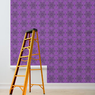 Schil en Stick Wallpaper Paarse grafische patroon Behang