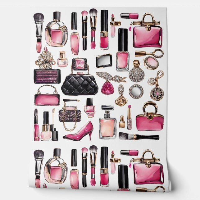 Schil en Stickwallpaper cosmetica make-up Behang (Afrollen)