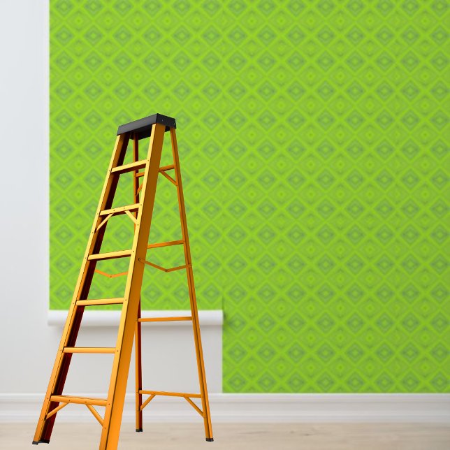 Schil en stok groen diamant grafisch patroon behang (Peel and stick green diamond graphic pattern wallpaper)