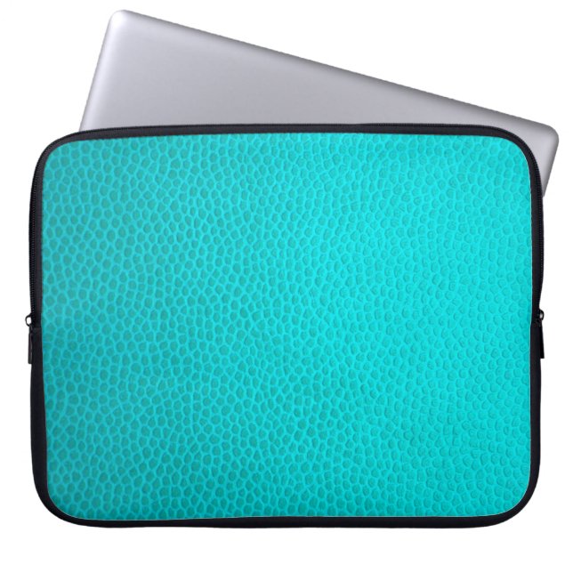 Schil met turkooisleder laptop sleeve (Voorkant)