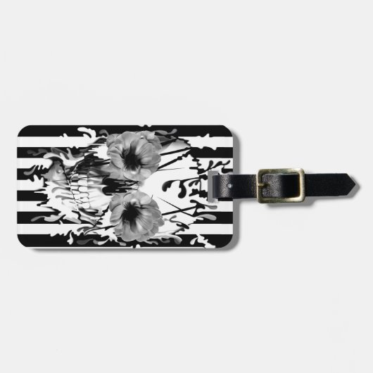 Schil met witte streep en zwarte romp bagagelabel (Voorkant horizontaal)