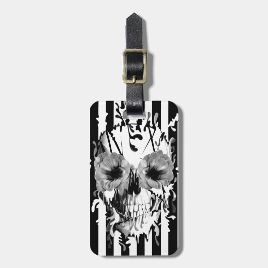 Schil met witte streep en zwarte romp bagagelabel (Voorkant verticaal)