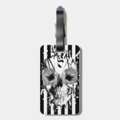 Schil met witte streep en zwarte romp bagagelabel (Achterkant verticaal)