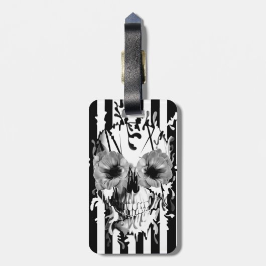 Schil met witte streep en zwarte romp bagagelabel (Achterkant verticaal)