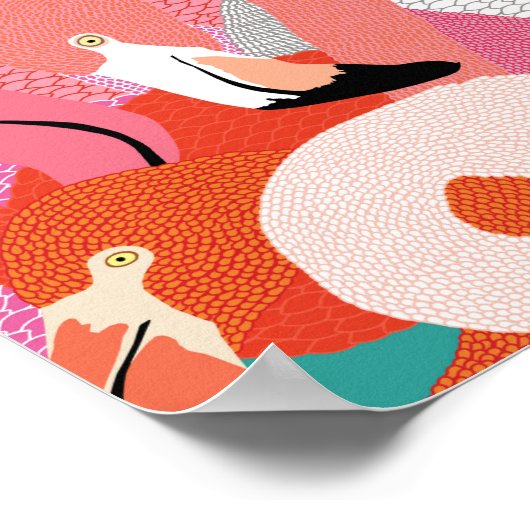 Schil uw binnenste Poster van Flamingo - Oranje (Hoek)