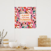 Schil uw binnenste Poster van Flamingo - Oranje (Keuken)