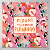 Schil uw binnenste Poster van Flamingo - Oranje (Voorkant)