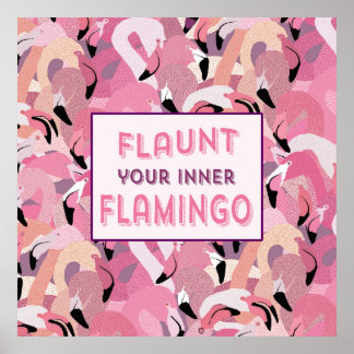 Schil uw binnenste Poster van Flamingo - Roze