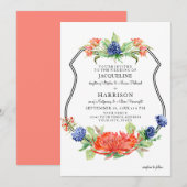 Schild Bloemige Waterverf Zomer Koraal Chrysanthem Kaart (Voorkant / Achterkant)