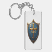 Schild der gelovigen sleutelhanger (Voorkant Links)