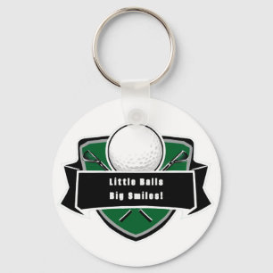 Schild Embleem Ontwerp Met Golfbal en -Clubs Sleutelhanger