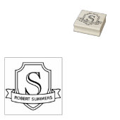 Schild en lint Monogram Initiaal Rubberstempel (Gestempeld)